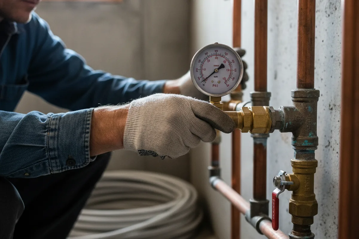 Pressure testing a repaired line during Water Line Repair in Mc Queeney